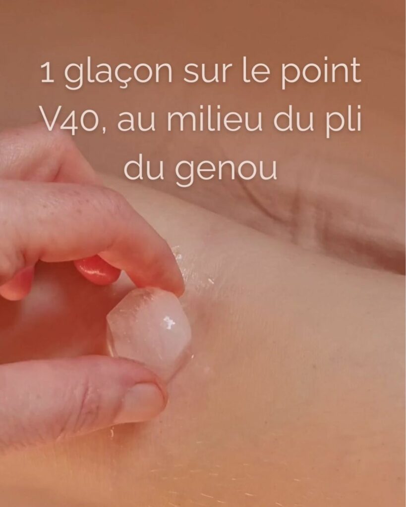 Image montrant un glaçon sur le point d'acupuncture 40V ou 40 Vessie